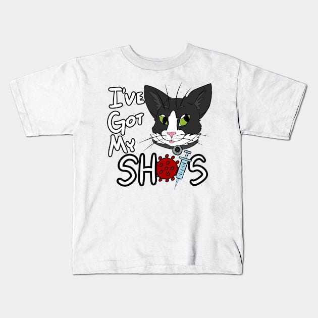 I've Got My Shots (Tuxedo Cat, COVID) Kids T-Shirt by malafight